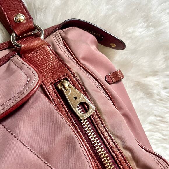 Celine Pink Nylon Triomphe Macadam Monogram Logo Shoulder Bag Purse 90's Y2K - Picture 2 of 16